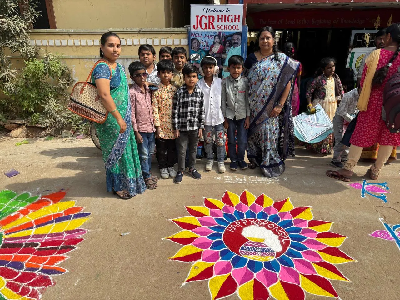 Rangoli drawn by students for Sankranti